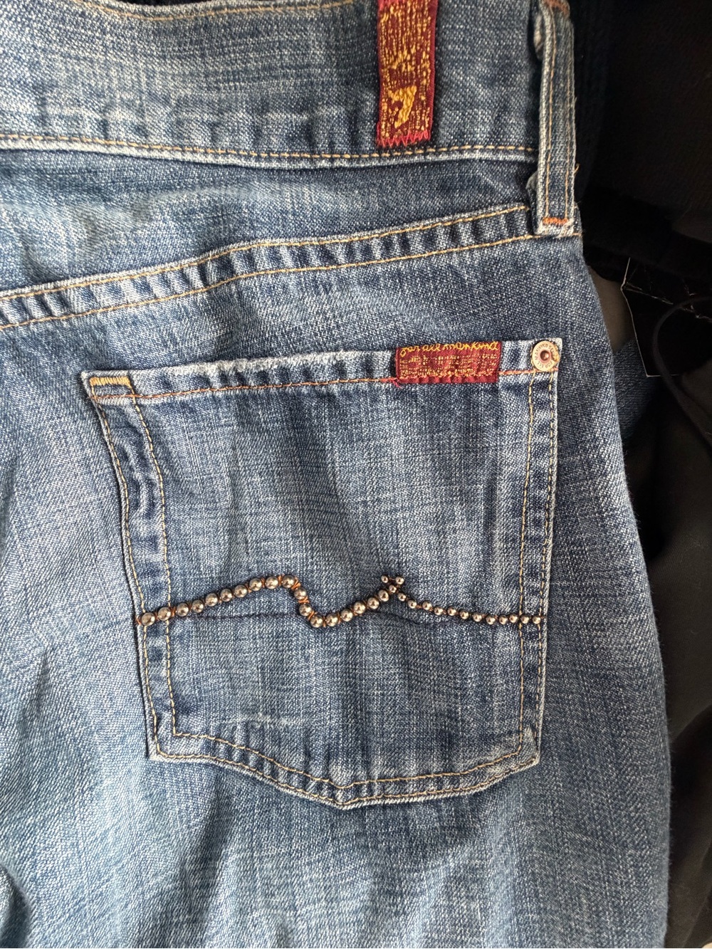 Retro 7 For All Mankind Blue Flare Jeans with hardware on Back Pocket 32R